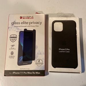 iPhone 11 Pro Max/Xs Max Invisible Shield Screen Protector Apple Leather Case